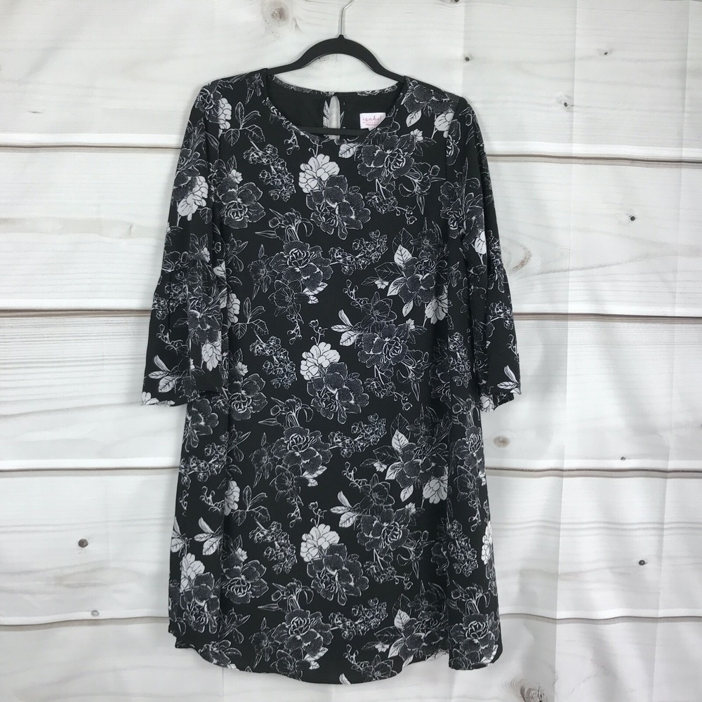 Isabel Maternity Target Dress Womens M Black Floral Shift Bell Sleeve Pullover